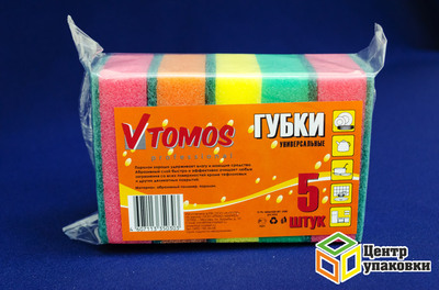 Губка дпосуды 6595мм с абразивом (1-40-5шт) ToMoS