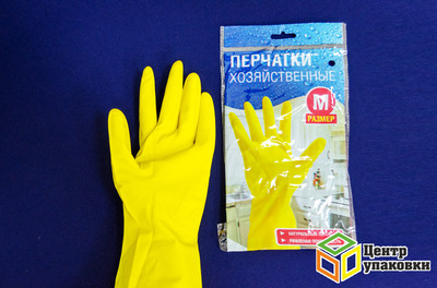 Перчатки резиновые М желтые (1-240-12пар) Китай